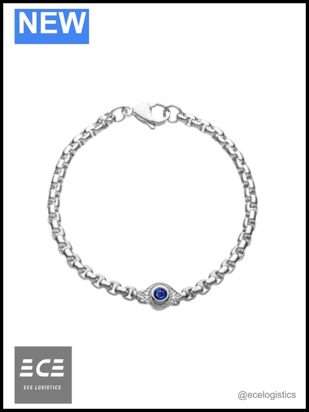 Sterling Silver Sapphire Diamond Evil Eye Bracelet for Women